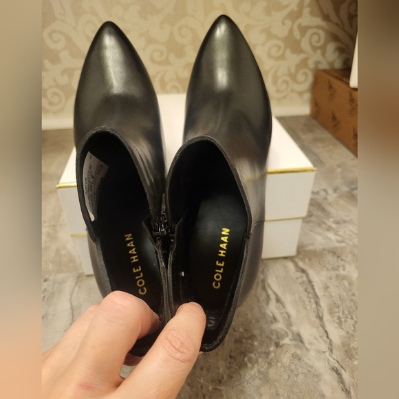 Cole Haan Black Ankle Booties with Pointed Toe - Picture 11 of 11